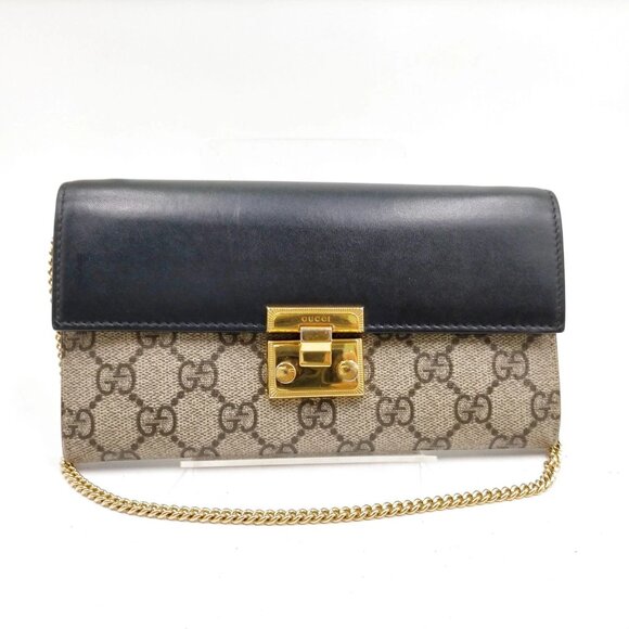 Authentic Gucci Padlock Chain Wallet Brown PVC mn494-112925 - Picture 1 of 9